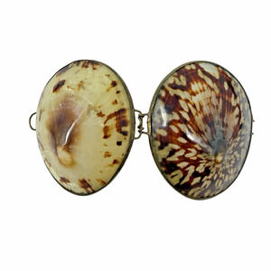 Vintage Mid Century Pearl Clam Shell Pill Box Hinged Coastal Nautical Trinket